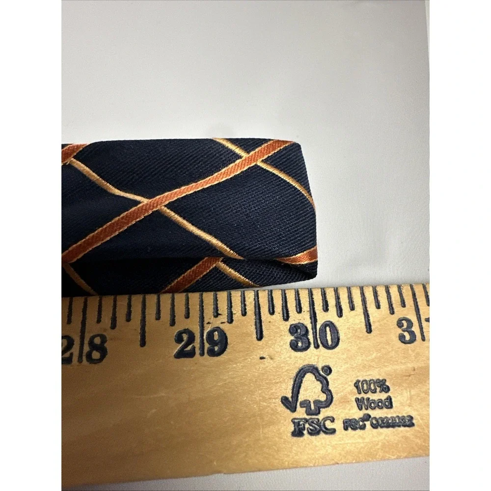 Nautica Blue Orange Geometric Grid Windowpane Silk Tie Business Casual Preppy